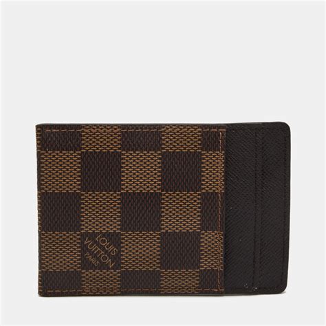 LOUIS VUITTON Damier Ebene Pince Card Holder .